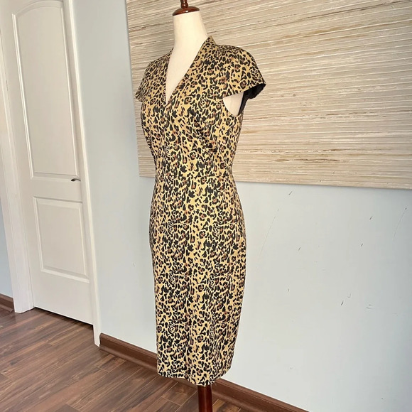 J. Crew V-neck sheath dress in leopard print Sz 2 NWT - Picture 8 of 12